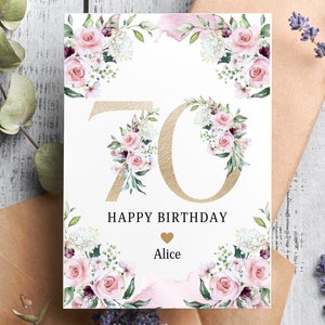 Personalisierte 70er Geburtstagskarte, Karte für sie, 70er Geburtstagsgeschenk, Alter 70, alles Gute zum Geburtstag, Schwester, Freundin, Mutter, Tante, Tochter