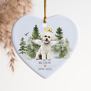 Bichon Frise, Dog Loss Gift, Pet Memorial Gift for Christmas, Keepsake for Dog Lover, Custom Dog Ornament, Dog Passed Away Gift, Angel Dog