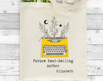 Personalized Writer Tote Bag, Typewriter Design