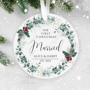 Our First Christmas Married, Personalised Ceramic Decoration, Christmas Ornament 2023, Personalized  Christmas Ornament, Wedding Keepsake