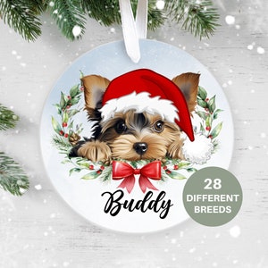 Spersonalizowana dekoracja świąteczna Yorkshire Terrier, Spersonalizowana ozdoba świąteczna, Bombka na choinkę Miłośnik zwierząt, Nowy szczeniak, Uroczy York