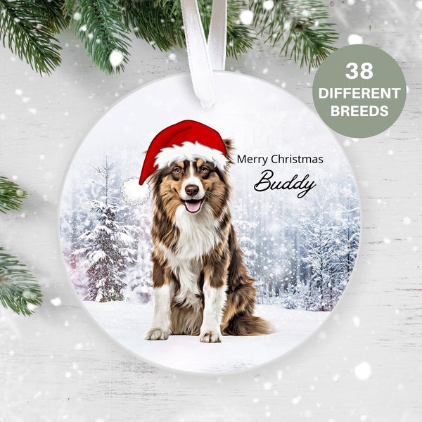 Australian Shepherd, Personalised  Christmas Ornament, Christmas Tree Ornament, Custom Dog Ornament, Pet Lover, Personalized Bauble UK