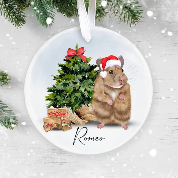 Hamster Christmas Ornament, Hamster Bauble, Personalised Christmas Ornament, Christmas Tree Ornament, Pet Lover Personalized Bauble Keepsake