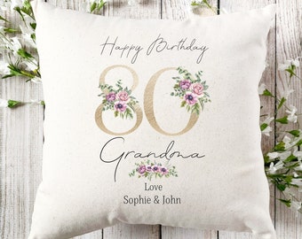 Personalisiertes 80. Geburtstag Leinen Kissen, Name Kissen, Alter Geburtstag Geschenk, Andenken besonderes Alter Geburtstag 80. Kissen, Mama Nanny Oma