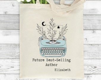 Personalized Author Tote Bag, Typewriter Design