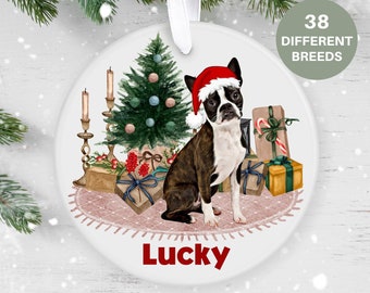 Boston Terrier, Personalised  Christmas Ornament, Christmas Tree Ornament, Custom Dog Ornament, Pet Lover, Personalized Bauble UK