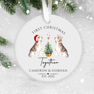 Nosso primeiro Natal juntos, decoração de cerâmica personalizada, enfeite de Natal 2023, 1º Natal juntos, primeiro Natal no Reino Unido, bugiganga