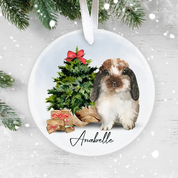 Bunny Christmas Ornament, Rabbit Bauble, Personalised  Christmas Ornament, Christmas Tree Ornament, Pet Lover Personalized Bauble, Keepsake