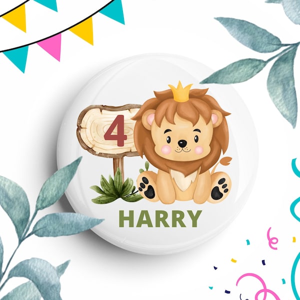 Personalisiertes Alter, jeder Name, personalisierter Geburtstagsfeier Button UK, Geburtstagsabzeichen Party Junge, Mädchen, Zahlen Pin, Kindergeburtstag