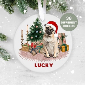 Pug, Dog Christmas Decoration , Personalised  Christmas Ornament, Custom Dog Ornament, Pet Lover, Personalized Bauble UK