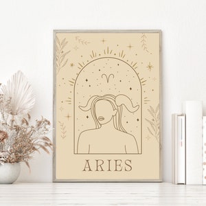Aries Star Sign Wall Art, Zodiac, Constellation Print, Celestial Wall Print, Boho Prints, Astrology Wall Art, Bohemian A5, A4,A3 Print