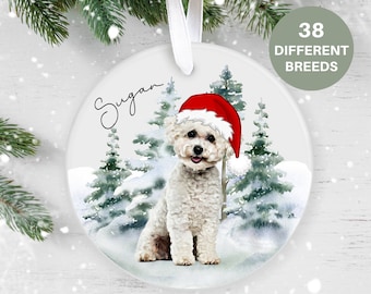 Bichon Frise, Personalised  Christmas Ornament, Christmas Tree Ornament, Custom Dog Ornament, Pet Lover, Personalized Bauble UK, Ceramic