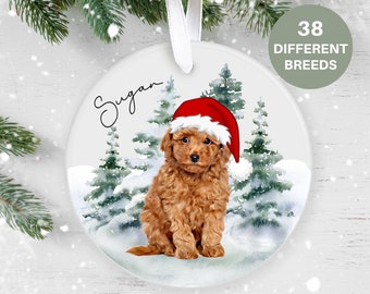 Poodle, Personalised  Christmas Ornament, Christmas Tree Ornament, Custom Dog Ornament, Pet Lover, Personalized Bauble UK, Ceramic Keepsake