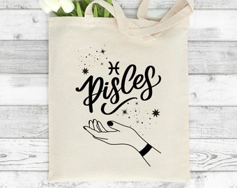 Pisces Zodiac Bag, Zodiac Tote Bag, Zodiac Gifts, Astrology Tote Bag, Astrology Gifts, Gifts For Her, Birthday Gifts, Pisces Gift