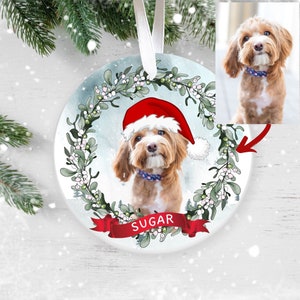 Custom Dog Christmas Ornament, Personalised  Christmas Ornament, Christmas Tree Ornament, Photo Bauble, Pet Lover Personalized Bauble UK