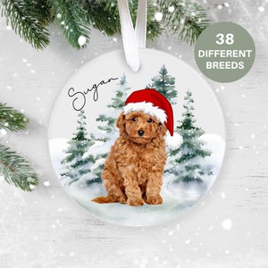 Poodle, Personalised  Christmas Ornament, Christmas Tree Ornament, Custom Dog Ornament, Pet Lover, Personalized Bauble UK, Ceramic Keepsake