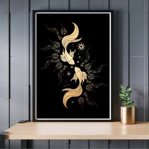 Affiche Céleste Boho, Astrologie, Décor Spirituel, Art Mur du Soleil et de la Lune, Impression Luna, Impression Mystique, Carte de Tarot, Chambre à coucher, A5, A4 A3