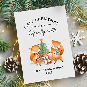 Biglietto di Natale personalizzato per i nonni, Buon primo Natale come nonna e nonno, Biglietto di Natale Pops, Papà, Nonno, Mamma, Papà, primo