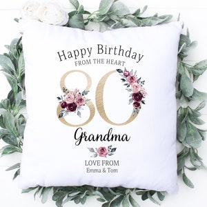 Personalised 80th Birthday Cushion, Name Cushion, Age, Birthday Gift, Home Decor, Special Age Birthday 80th Pillow, Mum Daughter Grandma image 1