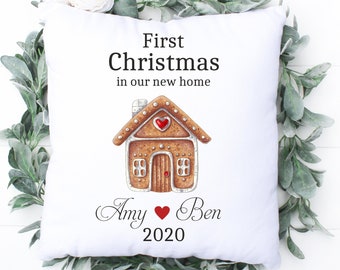 Primo Natale nella nostra nuova casa 2020, fodera per cuscino natalizio, cuscino natalizio, cuscino personalizzato, regalo di Natale, decorazioni per la casa di Natale
