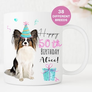 Regalo de cumpleaños para amantes de los perros, taza de perro personalizada Papillon, taza de mamá y papá perro, regalo para dueños de perros, taza personalizada Reino Unido, San Valentín, amante de los animales
