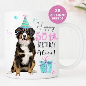 Geburtstagsgeschenk für Hundeliebhaber, Berner Berg personalisierte Hundetasse Hund Mama Papa Becher, Hundebesitzer Geschenk, individuelle Tasse UK, Valentinstag, Tierliebhaber