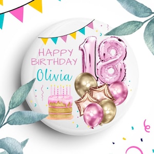 Joyeux anniversaire Pin Badge, Sœur, Fille, Ami, 16e, 18e, 21e, 25e, 35e, 40e, 50e, Bouton personnalisé de fête d’anniversaire Royaume-Uni