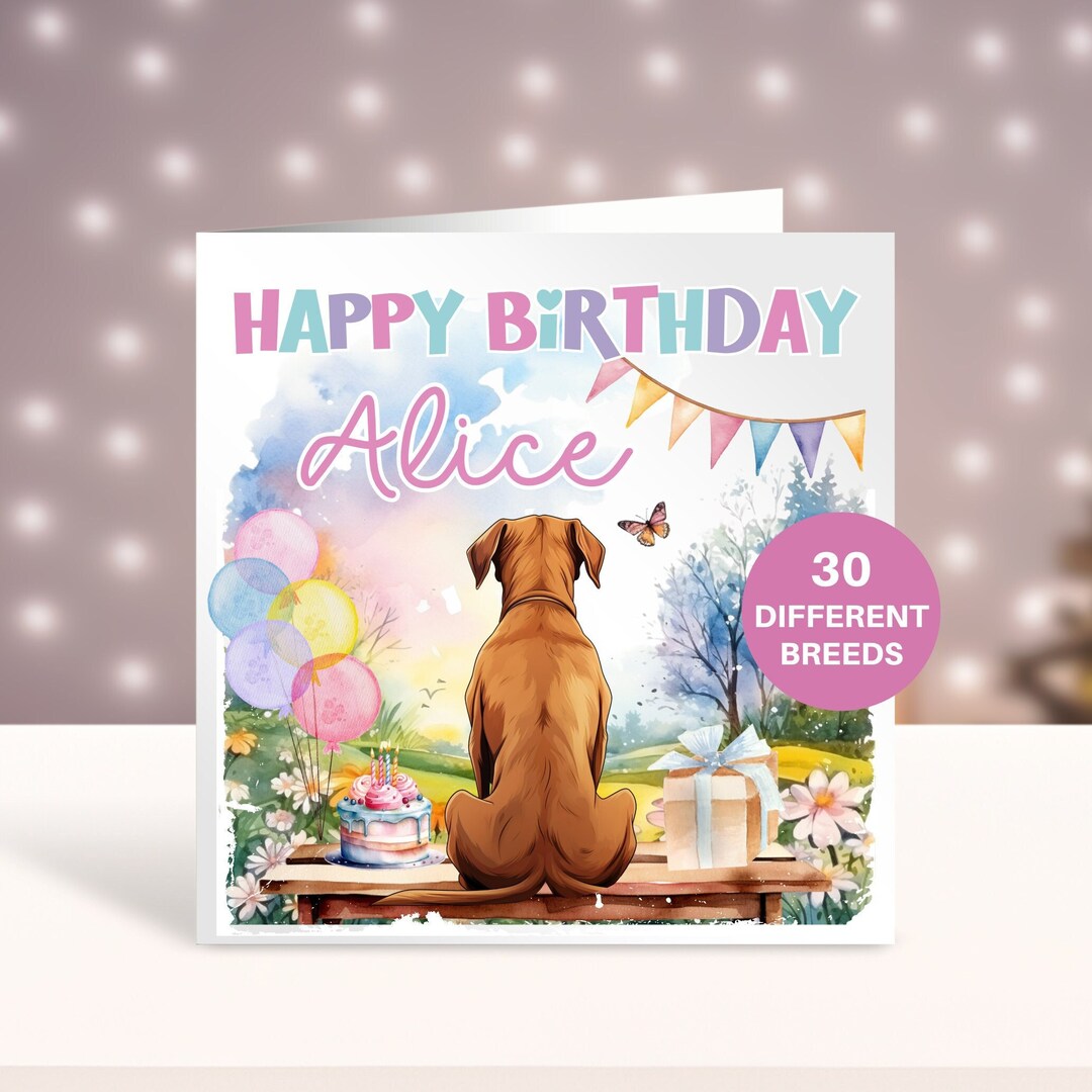 Personalised Rhodesian Ridgeback Birthday Card, Card for Sister, Bestie ...