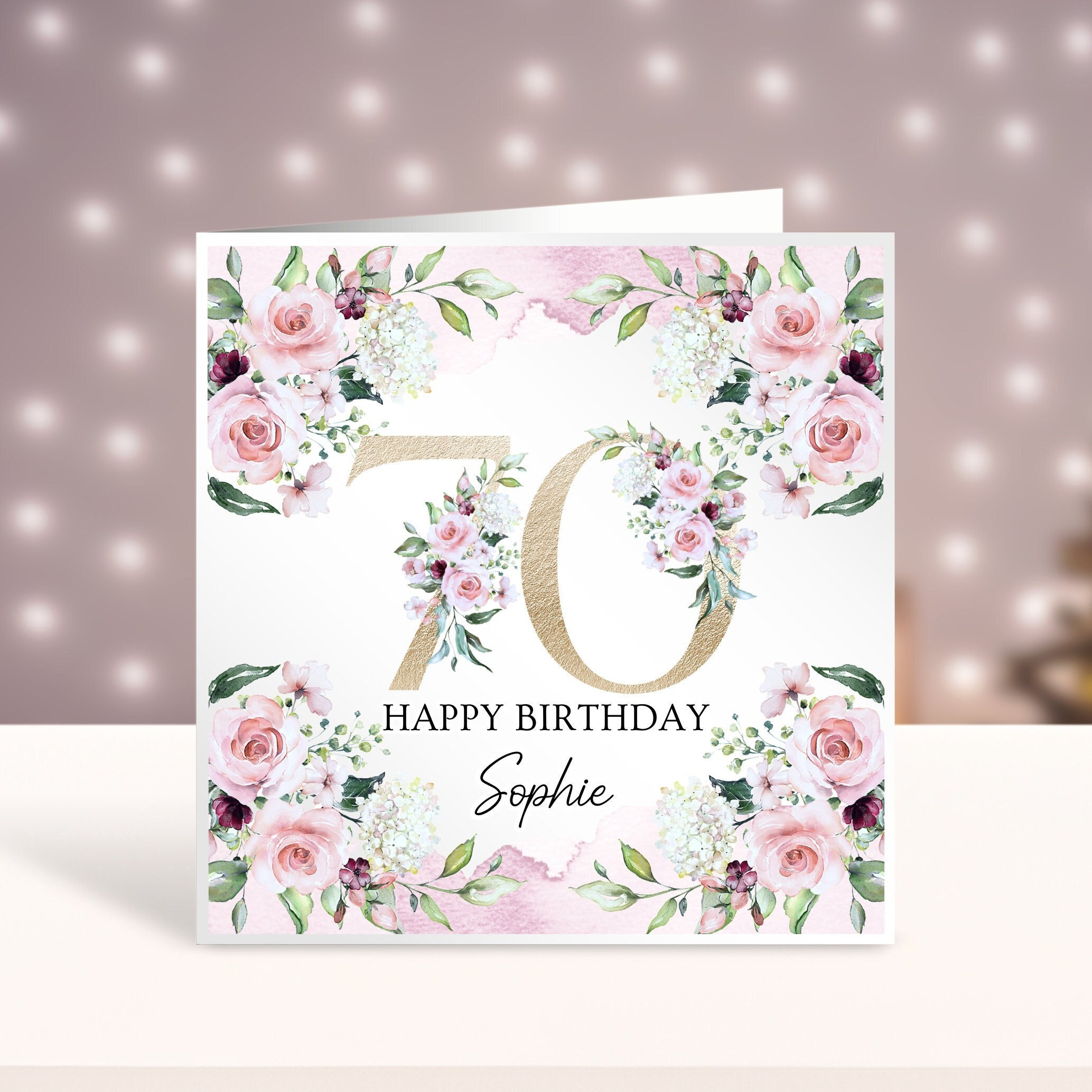 Personalised 70th Birthday Card, Card for Her, 70th Birthday Gift, Any ...
