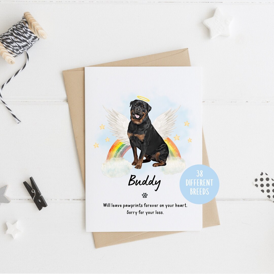 Rottweiler Sympathy Card, Sorry for Your Loss, Dog Loss Sympathy Card ...