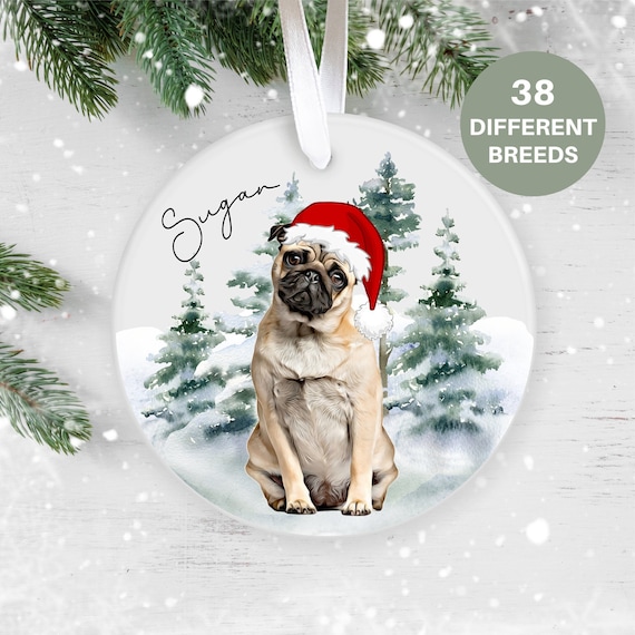 Pug Personalised Christmas Ornament Christmas Tree Ornament - Etsy UK