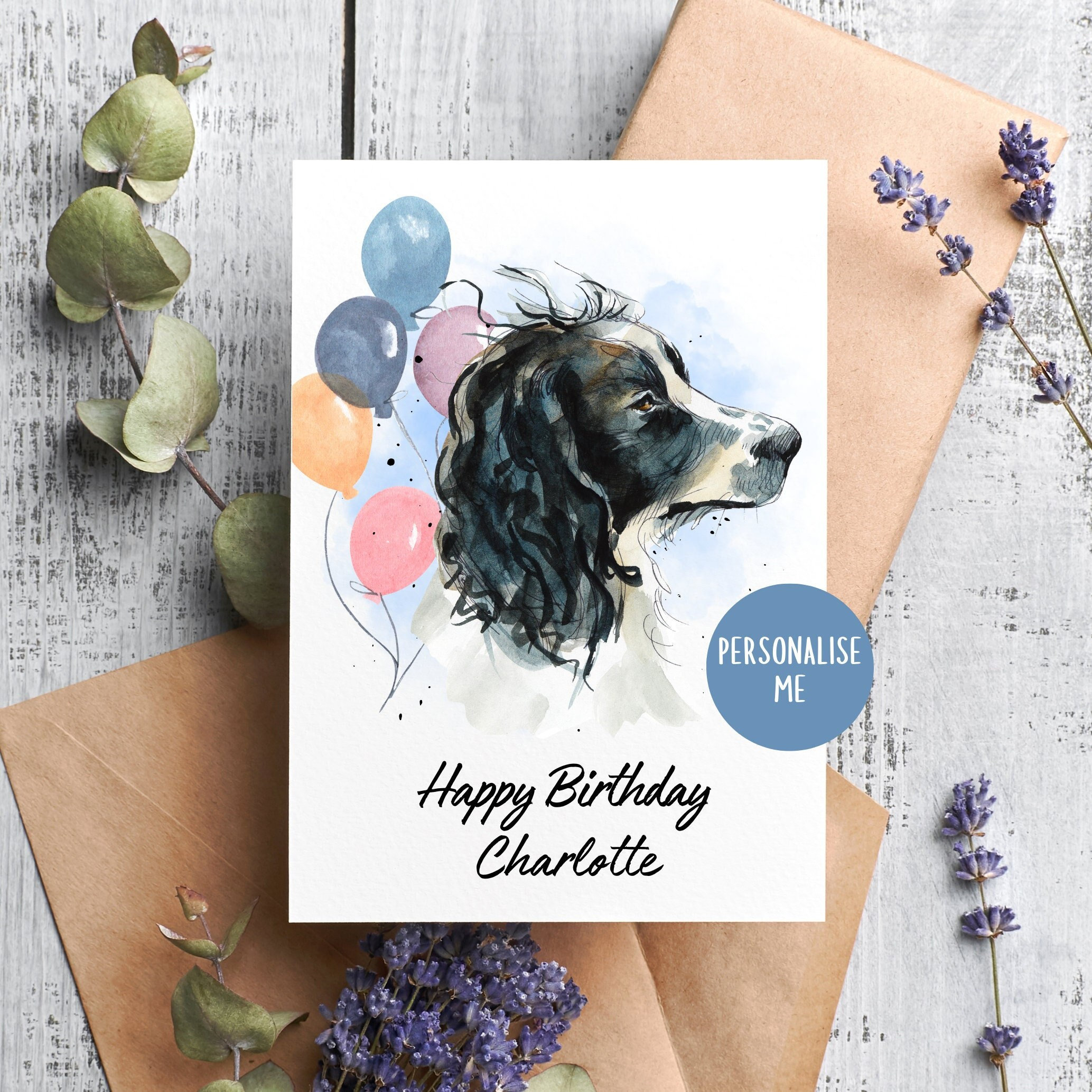 Personalisiertbare Geburtstagskarte Mit Cocker Spaniel | A5 (210x150 Mm), Mit Umschlag