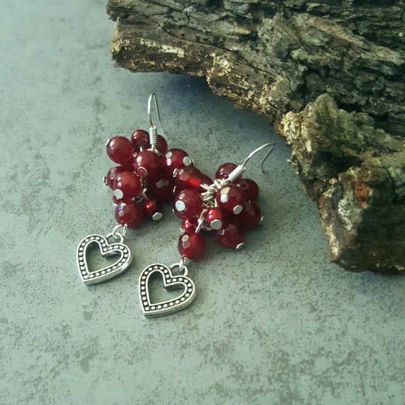 Rote Jade Ohrringe Aus 925 Silber - Natürlicher Edelsteinschmuck Für Frauen