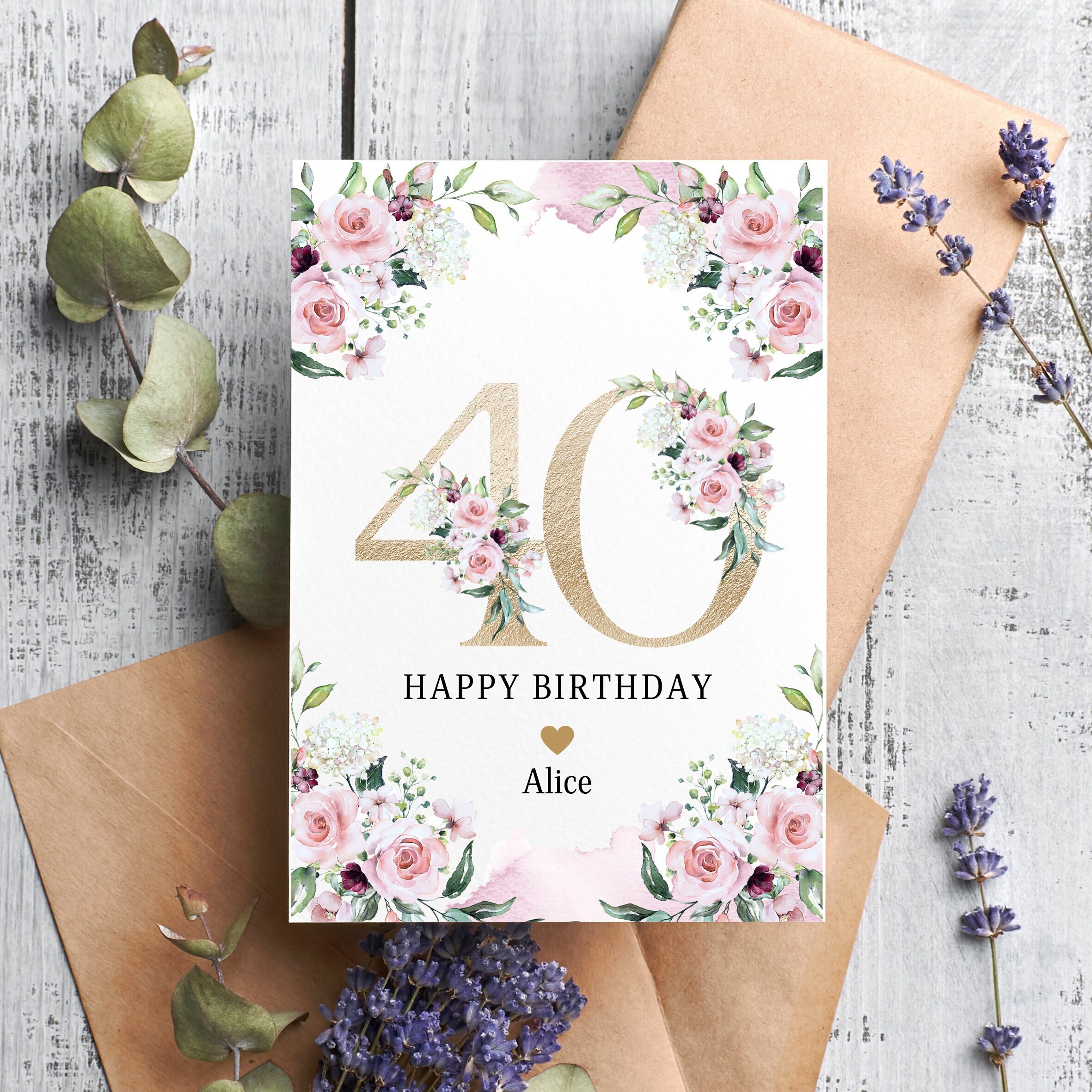 Segno di Ciao 40 in oro rosa, Saluti a 40 anni, Segno del 40esimo compleanno, Quaranta e favoloso, Segno di compleanno in oro rosa, Buon 40esimo compleanno, - Italia