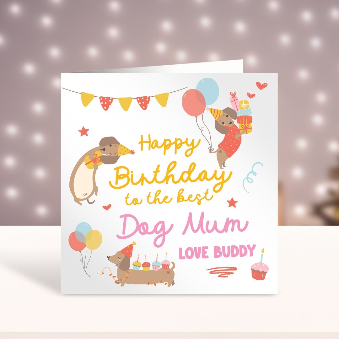 Dog Mum Birthday Card, Sausage Dog Birthday, Card for Her - Etsy