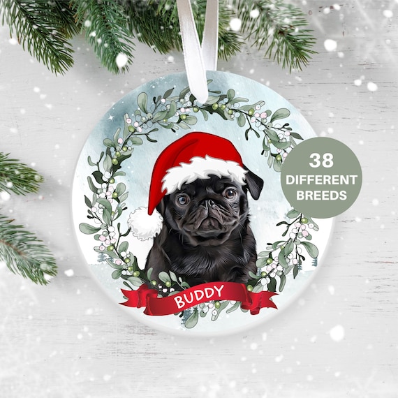 Black pug ornament deals
