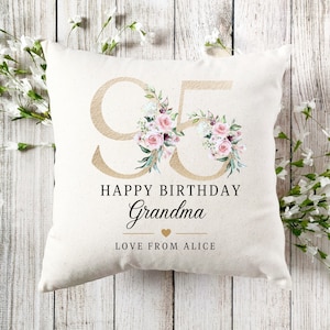 Personalisiertes 95th Geburtstag Leinen Kissen, Name Kissen, Alter Geburtstag Geschenk, Andenken Special Age Geburtstag 95th Kissen, Mama Nanny Oma UK