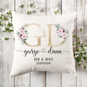 Wedding Gift for Couple, Personalised Cushion, Home Decor Wedding Gift, Anniversary Present, Personalised Wedding Gift, Engagement Gift