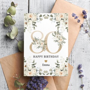 Personalised 80th Birthday Card, Card For Her, 80th Birthday Gift, Age 80, Happy Birthday Card, Sister, Friend, Mum, Auntie, Daughter