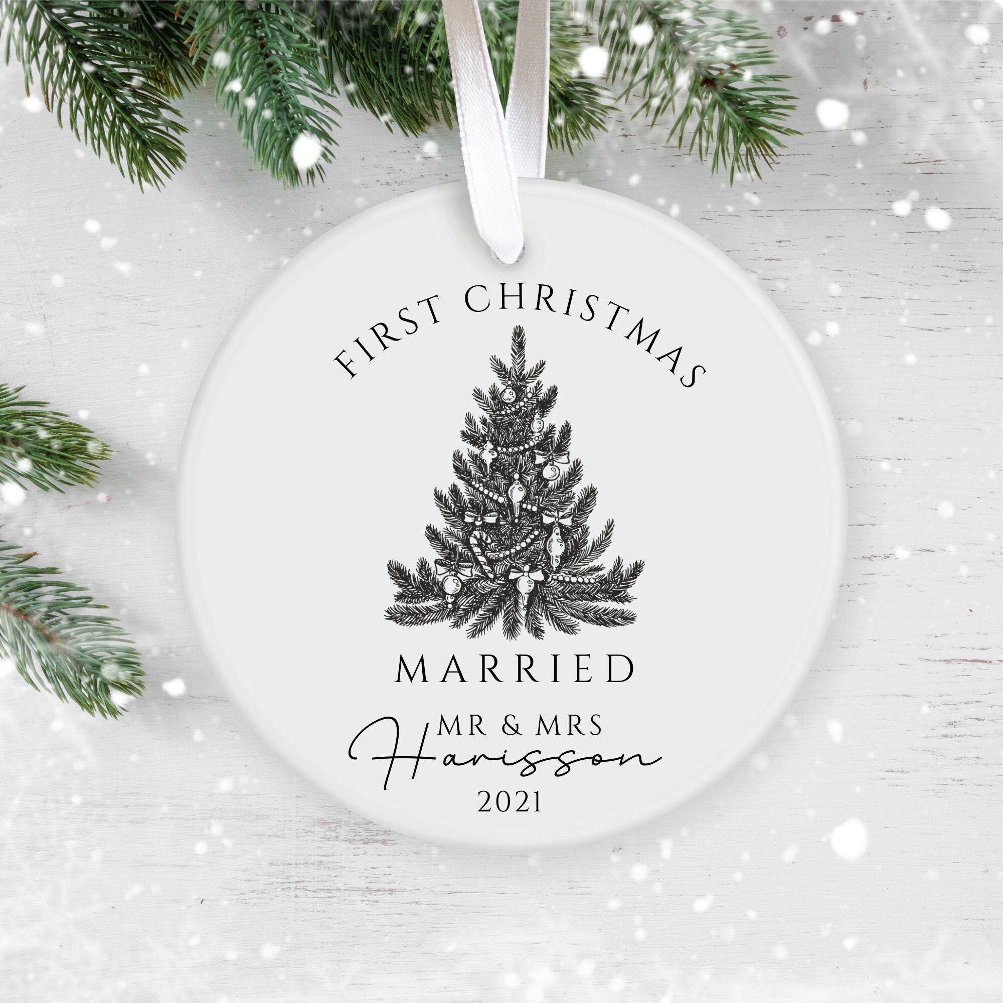 Discover First Christmas Married Ornament 2022, Wedding Keepsake