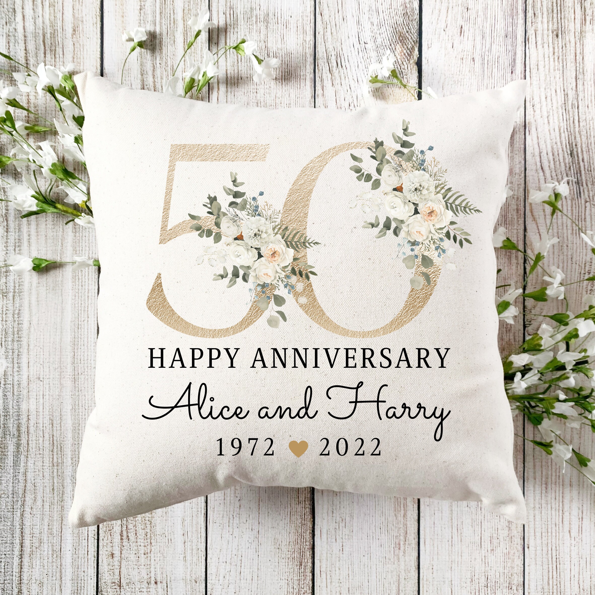 Golden Anniversary Cushion Personalised Wedding Anniversary Etsy UK