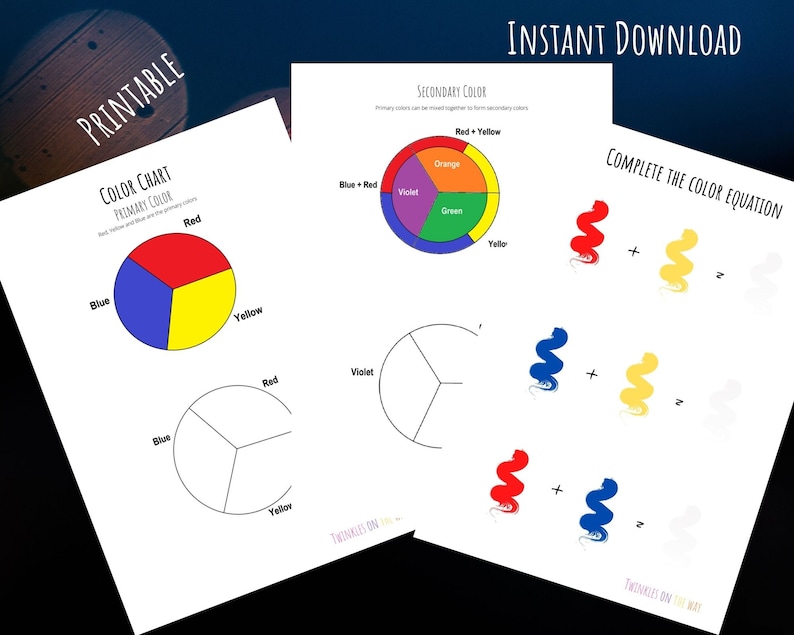 Color Chart, Primary Colors, Secondary Colors, Printable Color Equation ...