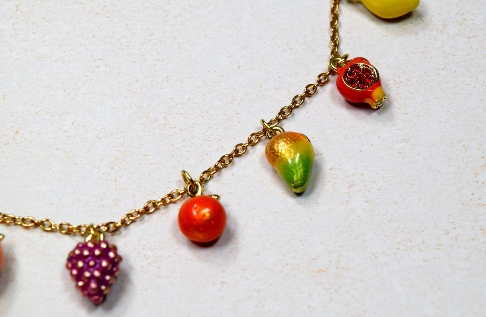 Handmade Fruity Gold Charm Bracelet Fruit Charm Bracelet w/ Etsy