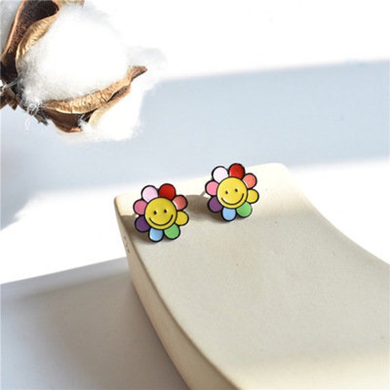 Takashi Murakami Sun Flower Earrings Stud Earrings about 1.5cm | Etsy