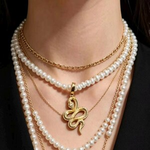 Pendentif Serpent Doré, Argent Sterling 925 Plaqué Or, Pendentif Serpent, Anneau de Pendentif Interchangeable, Bijou Serpent Symbolique