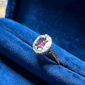 Vintage Handcrafted Old-Cut Ruby & Diamond Ring 18K Solid Gold