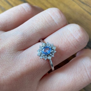 Genuine Natural Sapphire Ring, Snowflake Ring, Handmade, September Birthstone