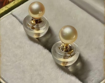 Vintage 18K Champagne Akoya pearls Stud Less is More