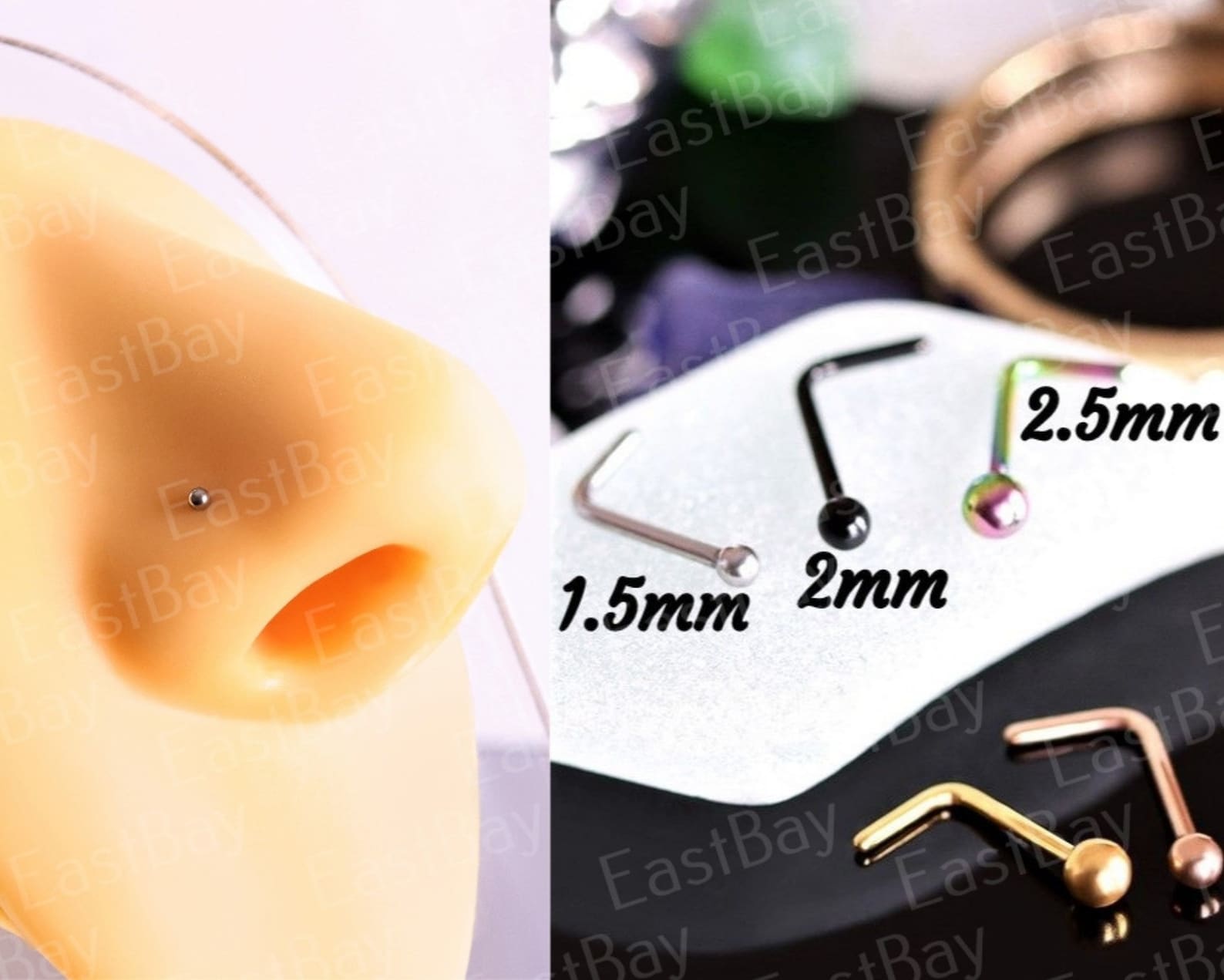 Nose Stud Screw Pin Surgical Steel Nose Ring Hoop Small Thin Etsy UK