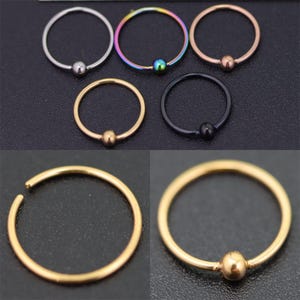 Oro, Anello al naso, Cerchio per il naso, Cerchio per il naso, Piercing al naso, Anello per l&#39;elica, Acciaio chirurgico, Anelli per il naso, Anello per il trago da 6 mm, 8 mm, 10 mm